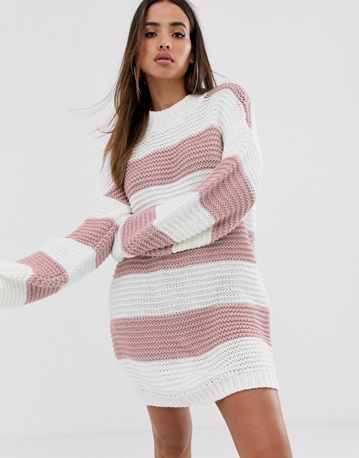 In The Style Stripe Chunky Oversized Sweater Dress