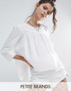 Noisy May Petite 3/4 Sleeve Smock Top - White