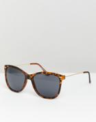 Asos Design Square Sunglasses In Matte Tort With Smoke Lens - Brown