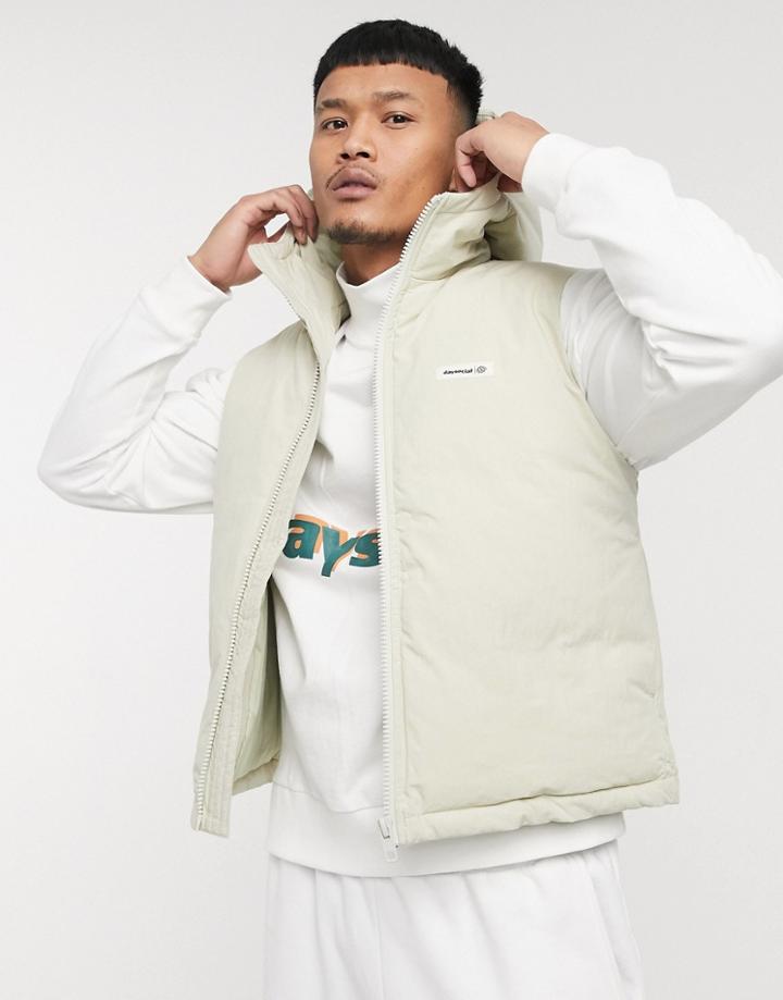 Asos Daysocial Padded Vest In Stone-white