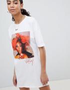 Asos Design Whitney V Back T-shirt Dress - White