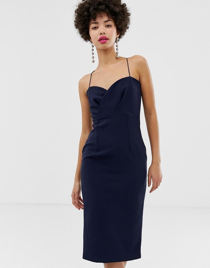 River Island Bodycon Midi Dress In Navy-green