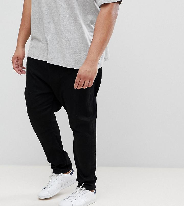 Asos Plus Drop Crotch Jeans In Black - Black