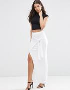 Asos Maxi Skirt With Twist Knot - White