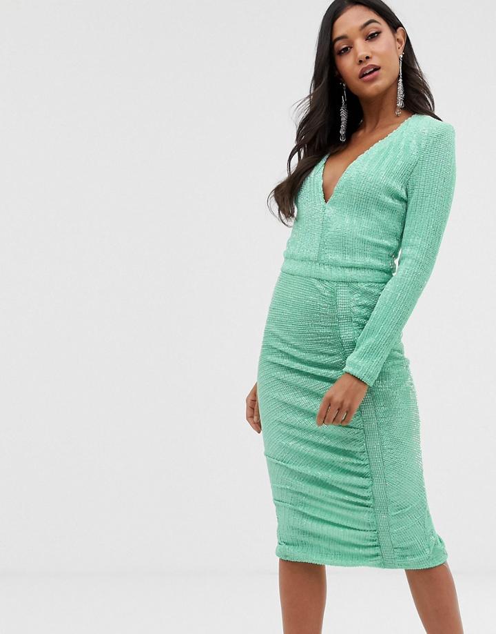 Lavish Alice Sequin Embellished Midi Dress In Mint - Green