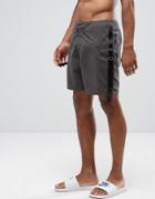 Asos Swim Shorts In Gray With Cargo Straps In Mid Length - Gray