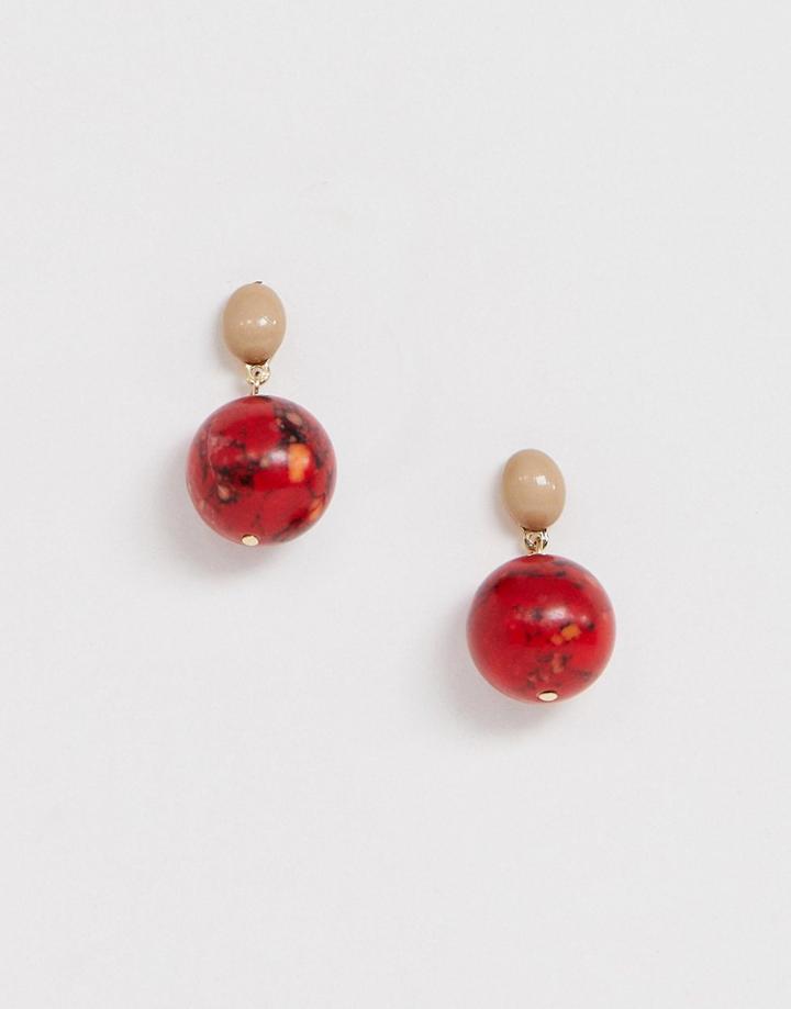 Mango Round Drop Earrings In Stone Effect In Multi - Multi