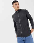 Jack & Jack Premium Knitted Zip Thru Cardigan - Gray