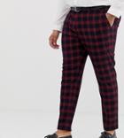 Asos Design Plus Skinny Suit Pants In Check Waffle Texture - Navy