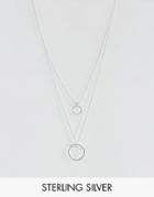 Asos Sterling Silver Open Toggle Necklace - Silver