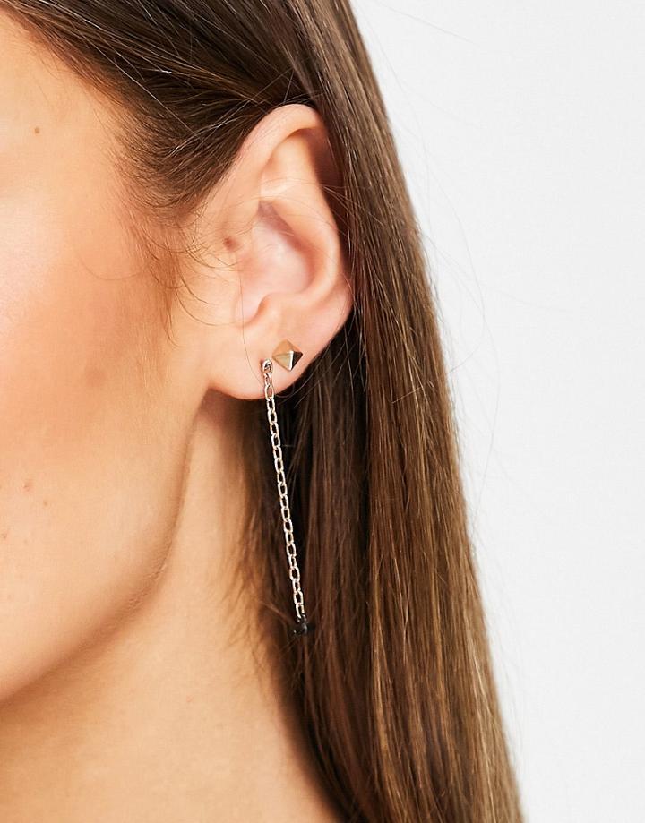 Allsaints Carabiner Chain Stud Earrings In Gold