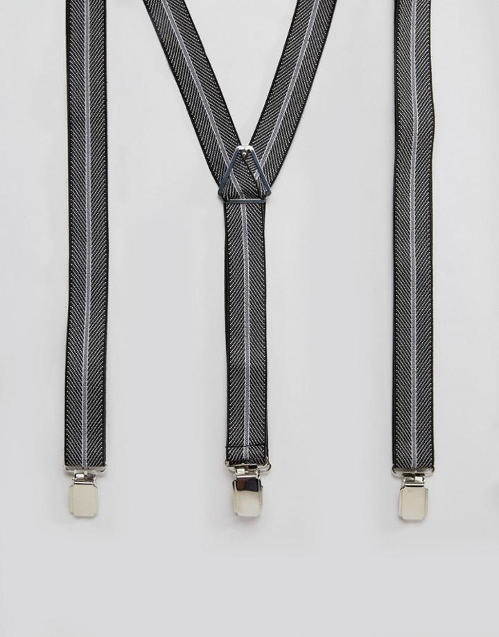 New Look Stripe Suspenders In Black - Black