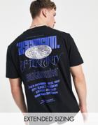 Asos Design Relaxed T-shirt In Black With Front And Back Blue Street Graphic
