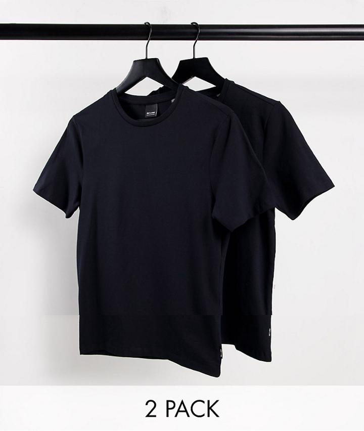 Only & Sons 2 Pack Crew Neck T-shirts In Black