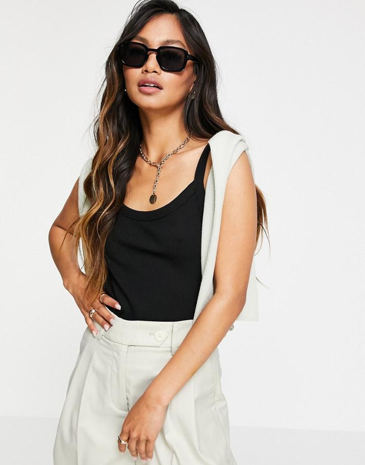 & Other Stories Ecovero Ribbed Tank Top In Black
