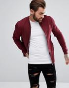 Asos Jersey Bomber Jacket In Red - Red