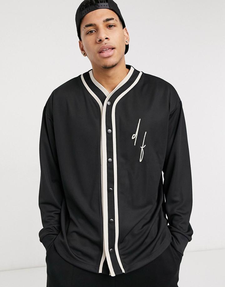 Asos Dark Future Oversized Baseball Jacket With Embroidered Logo In Black