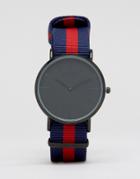 Reclaimed Vintage Stripe Canvas Watch With Black Dial - Navy