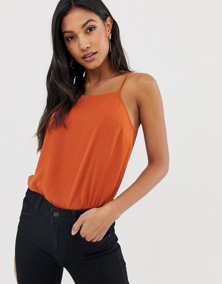 Asos Design Cami With Square Neck - Orange