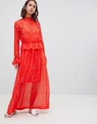 Minimum Printed Maxi Dress With Ruffle Waist - Multi