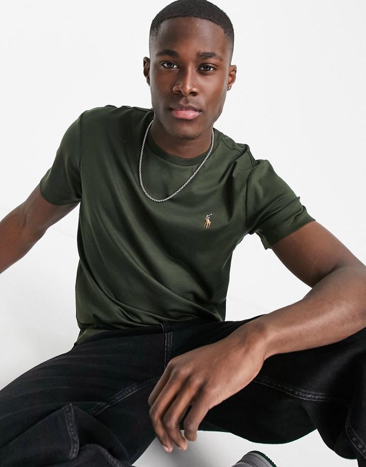 Polo Ralph Lauren Icon Logo Pima Cotton T-shirt In Olive Green