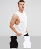 Asos Sleeveless T-shirt With Dropped Amrhole 2 Pack Save - Multi