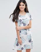 Traffic People Shift Dress In Large Floral Print - White