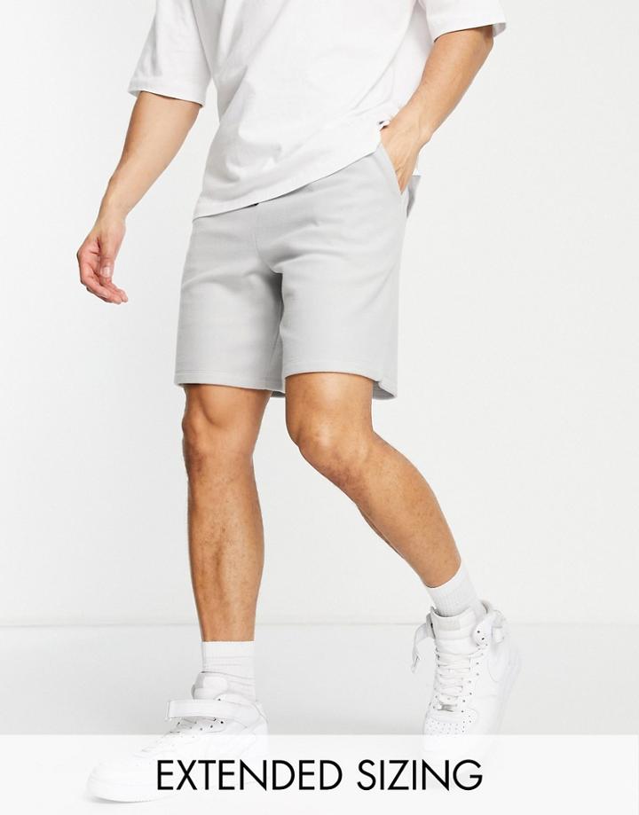 Asos Design Oversized Polar Fleece Short In Gray Heather
