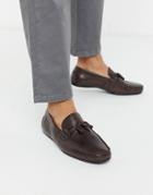 Asos Design Driving Shoes In Brown Soft Leather