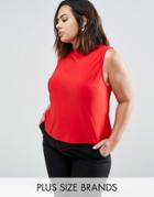 Elvi Plus Top With High Neck - Red