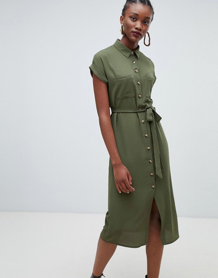 New Look Midi Shirt Dress - Green