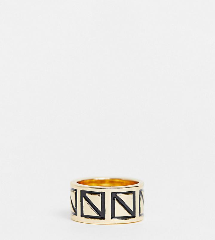 Designb London Exclusive Etched Ring In Gold