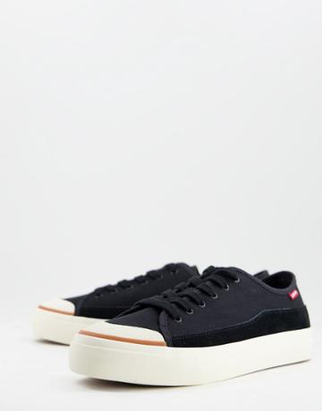 Levi's Square Suede Mix Sneakers With Red Tab In Black