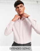 Asos Design Regular Seersucker Texture Smart Stripe Shirt In Pink