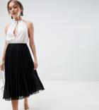 Asos Design Petite Pleated Midi Skirt - Black