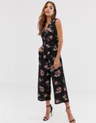 Ax Paris Wrap Culotte Jumpsuit - Black