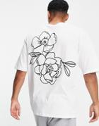 Jack & Jones Originals Oversized T-shirt With Rose Back Print In White