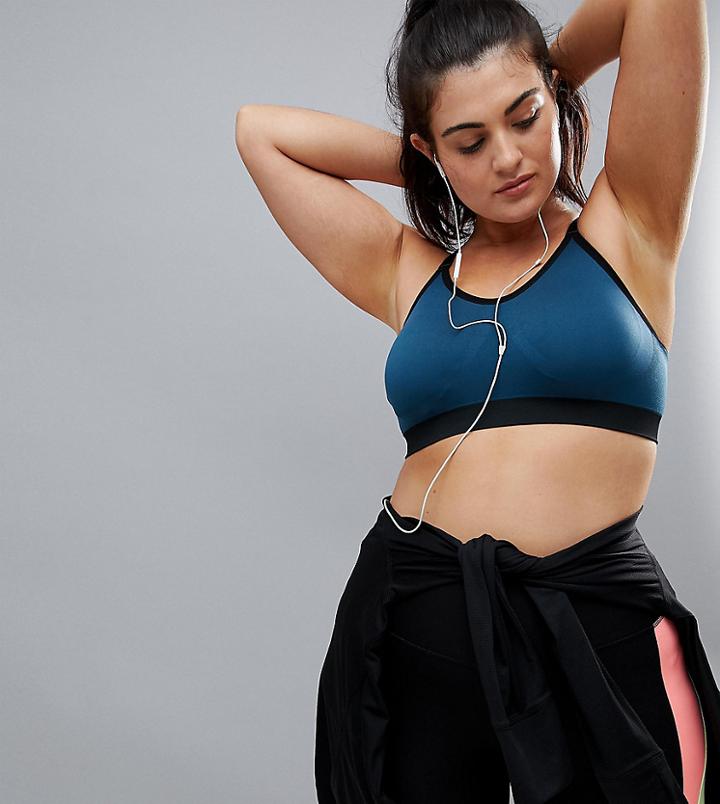 Nola Seamless Racer Back Crop Top In Teal - Blue