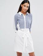 Ax Paris Fabric Insert Shirt Dress - White