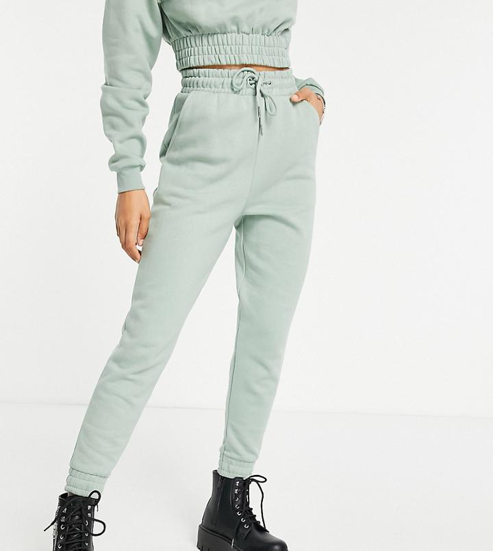 Miss Selfridge Petite Loopback Sweatpants In Sage-green