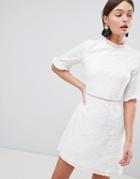 Parisian Broderie Dress With Frill And Laddering Details - White