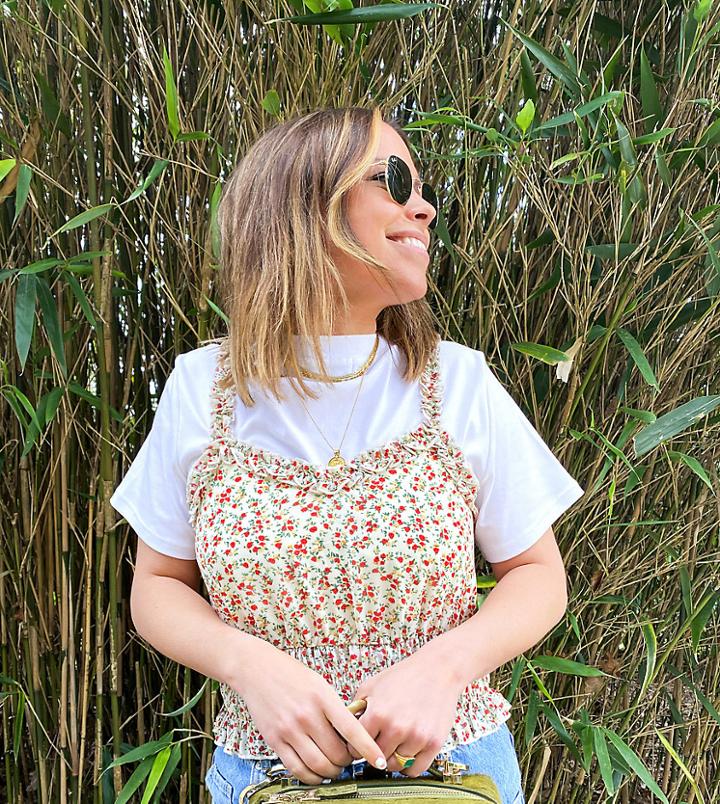 Labelrail X Collyer Twins Crop Top With Shirring In Floral-white