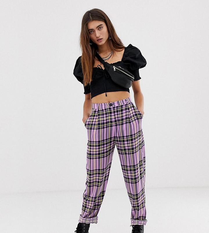 Collusion Lilac Check Pants-purple