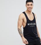 Nicce London Racer Back Tank In Black With Large Logo Exclusive To Asos - Black