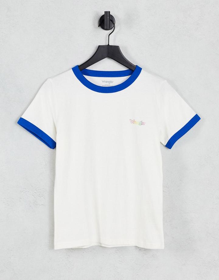 Wrangler Short Sleeve Ringer Tee In Off White