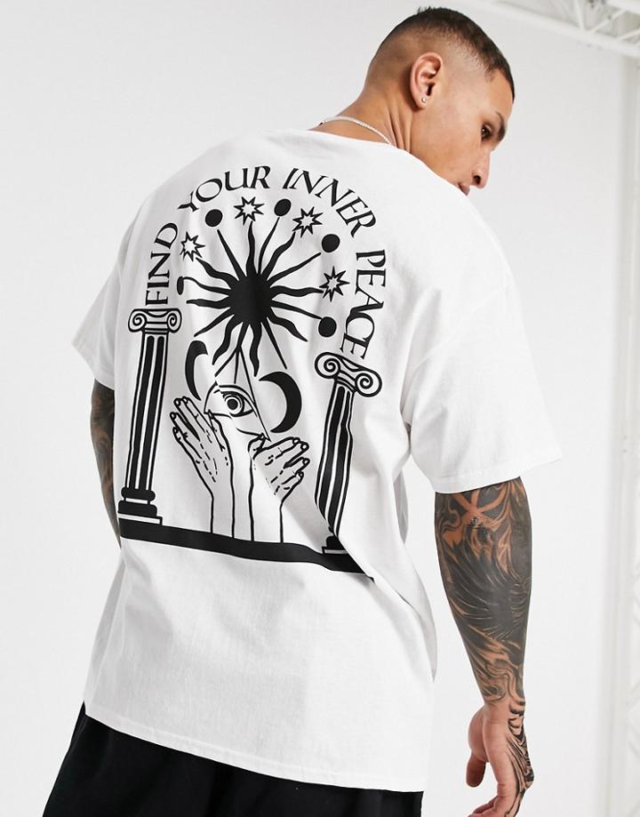 Hnr Ldn Find Your Inner Peace Back Print T-shirt In White