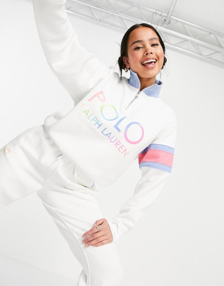 Polo Ralph Lauren Front Logo Half Zip Sweater In White - Part Of A Set