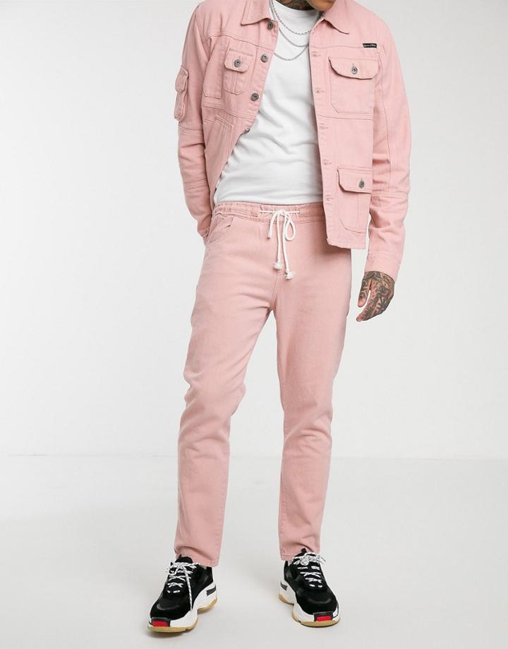 Liquor N Poker Cropped Straight Leg Pants In Dusty Pink - Pink