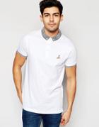 Brave Soul Knitted Contrast Collar Polo Shirt - White
