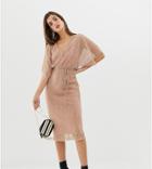 River Island Plisse T-shirt Dress With Tie Waist In Light Pink Sequin - Multi